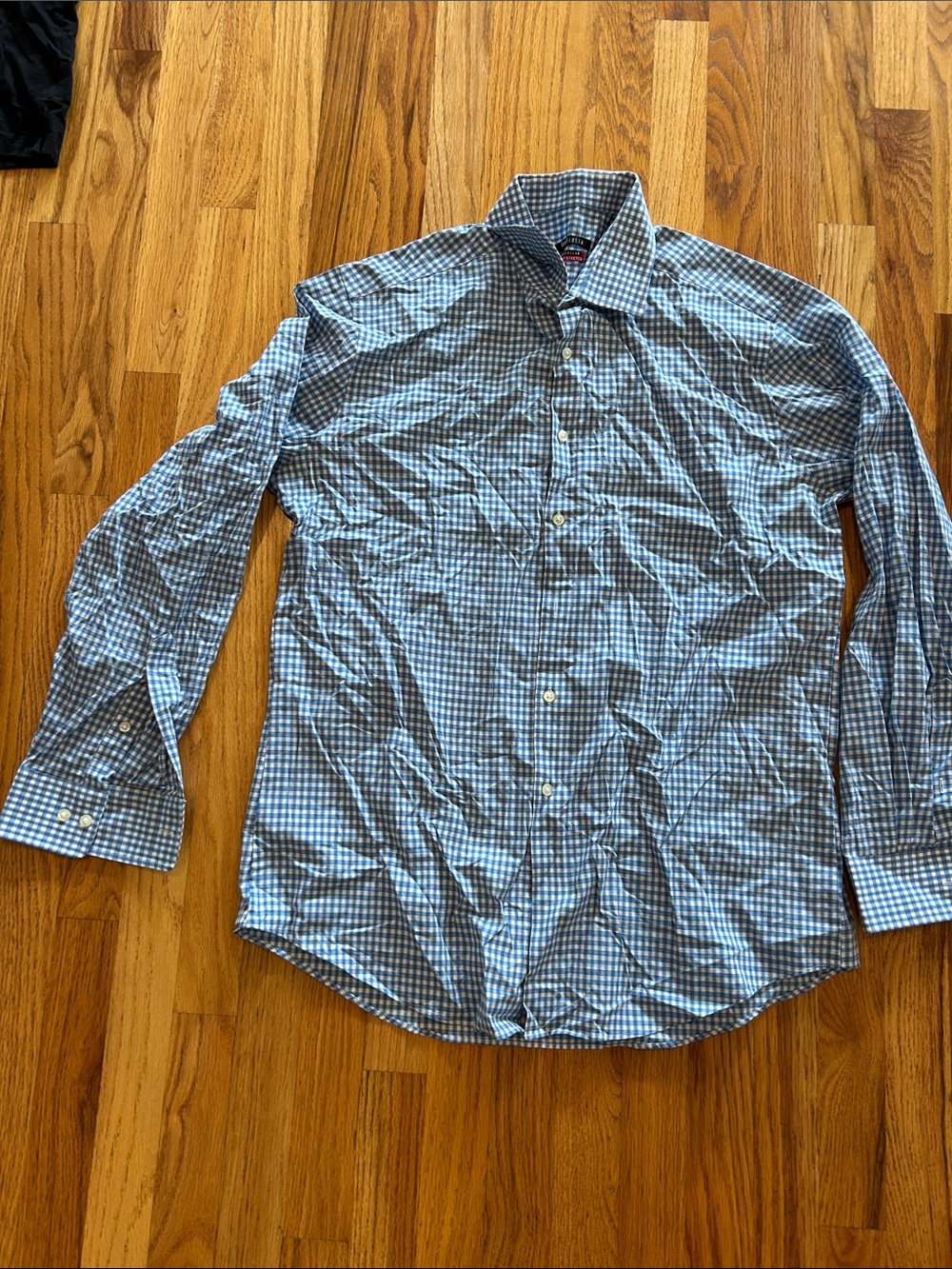 Van Heusen Blue Gingham Dress Shirt - Button Front